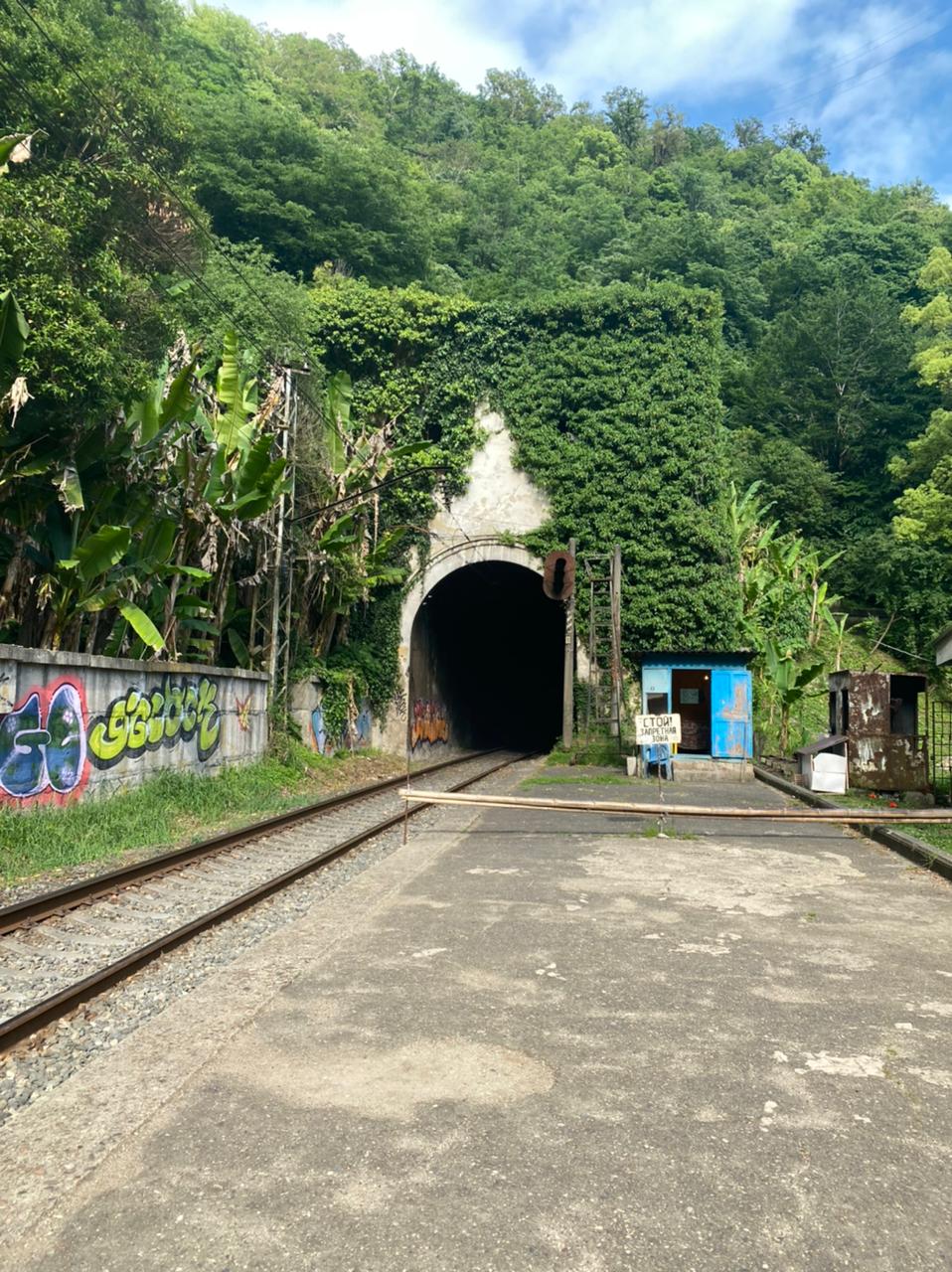Железнодорожные тоннели ограничивают станцию с двух сторон.
