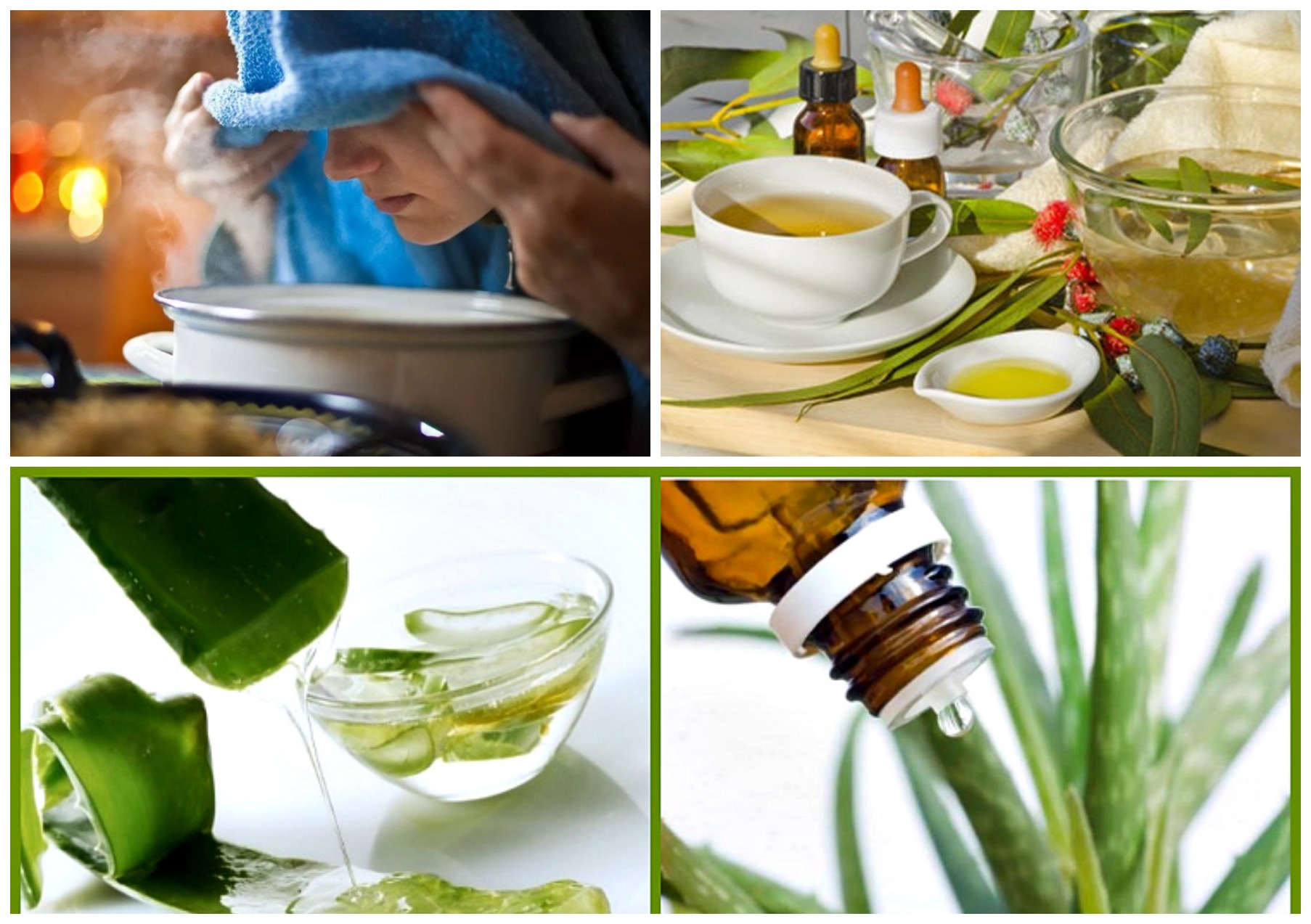 Ингаляции над  паром, капли в нос с алоэ, чай с эвкалиптом и травами помогут победить простуду.